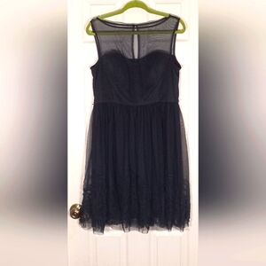 Eliza J navy blue sleeveless illusion party dress